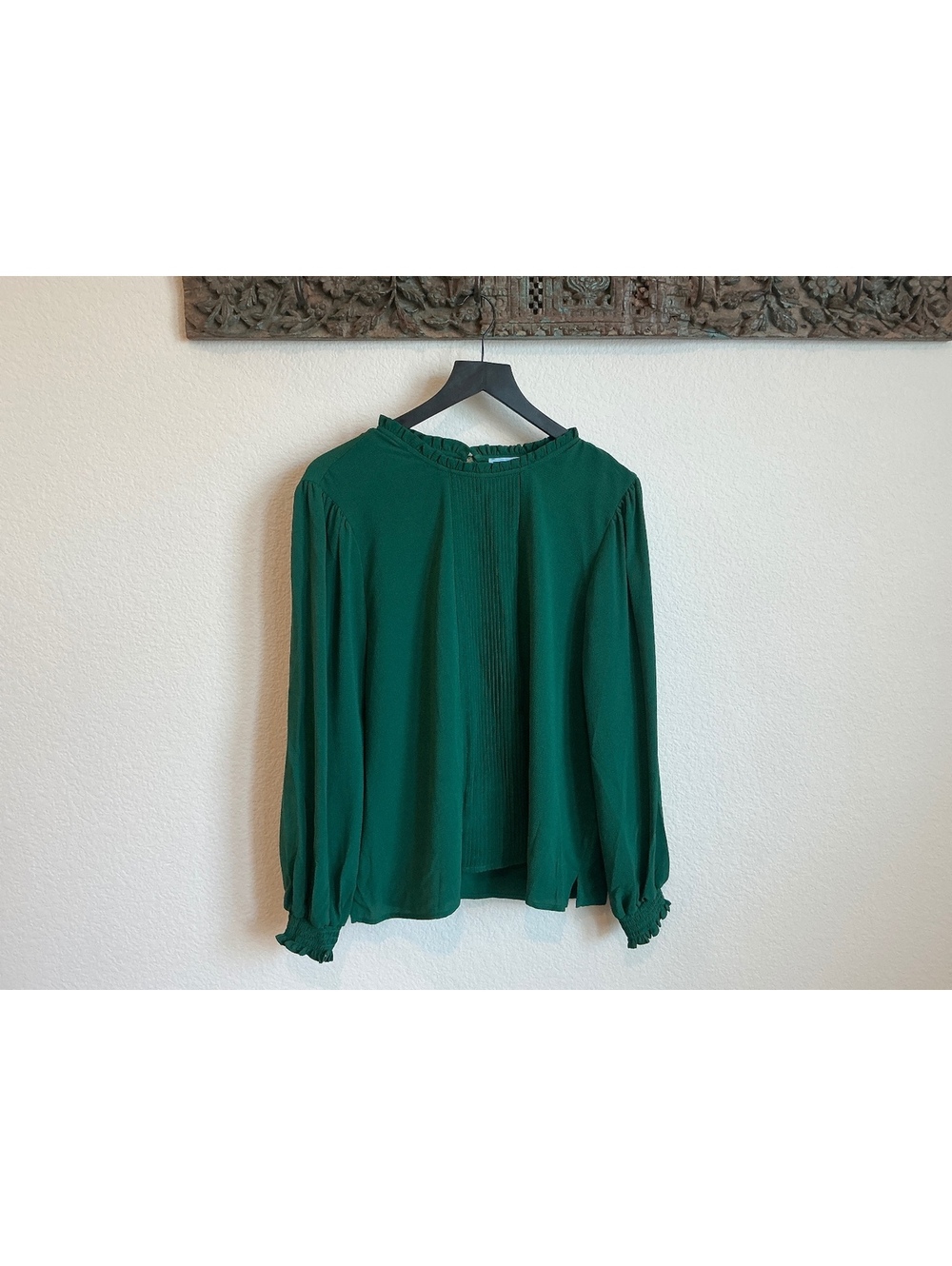 CeCe Women's Green Long Sleeve Ruffled Blouse Size XL